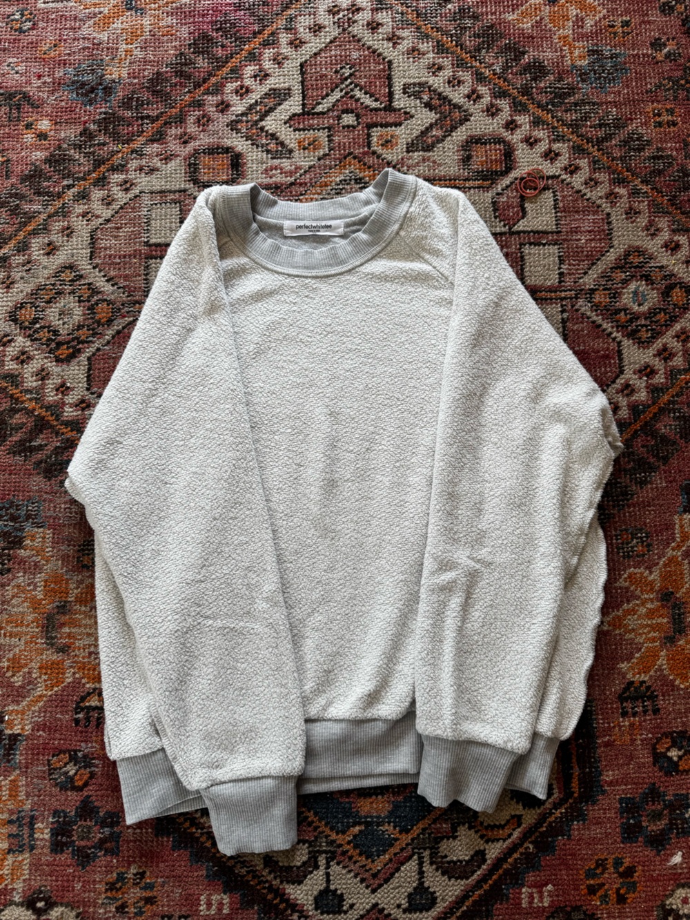 perfectwhitetee Cream Bouclé Crewneck Sweatshirt
